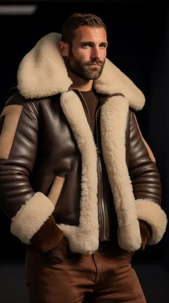 Blouson en cuir à col en fourrure de mouton — planche 41