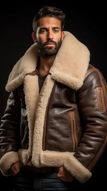 Blouson en cuir à col en fourrure de mouton — planche 199