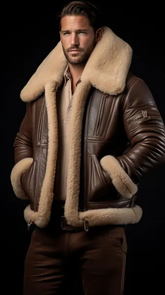 Blouson en cuir à col en fourrure de mouton — planche 226