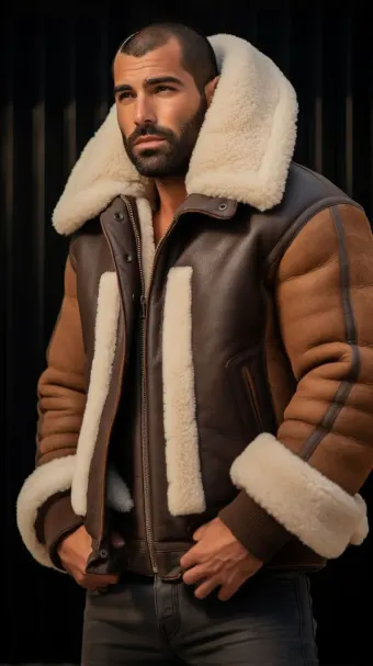 Blouson en cuir à col en fourrure de mouton — planche 230