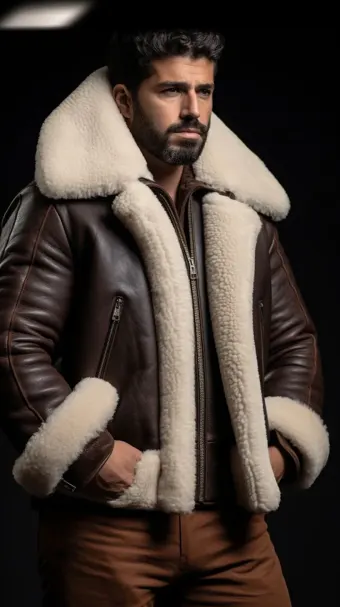 Blouson en cuir à col en fourrure de mouton — planche 237