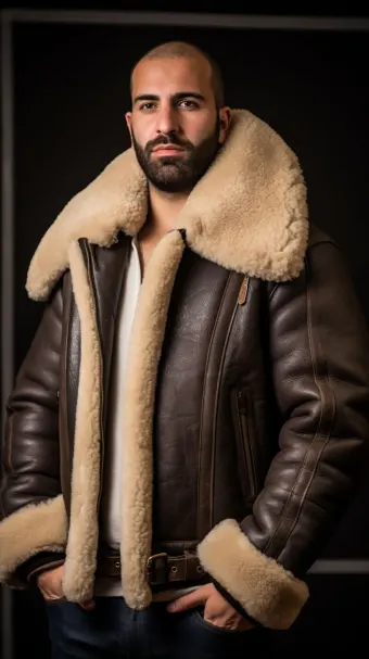 Blouson en cuir à col en fourrure de mouton — planche 276