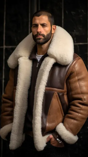 Blouson en cuir à col en fourrure de mouton — planche 315