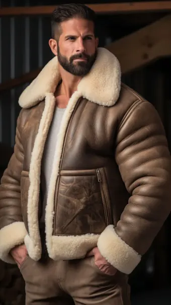 Blouson bombardier B-3 en cuir et mouton retourné — planche 26