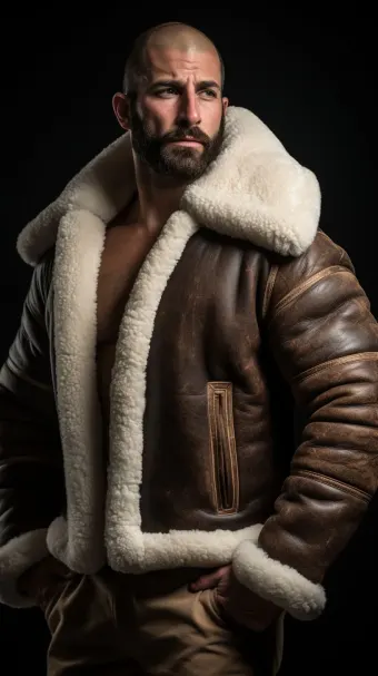 Blouson bombardier B-3 en cuir et mouton retourné — planche 45