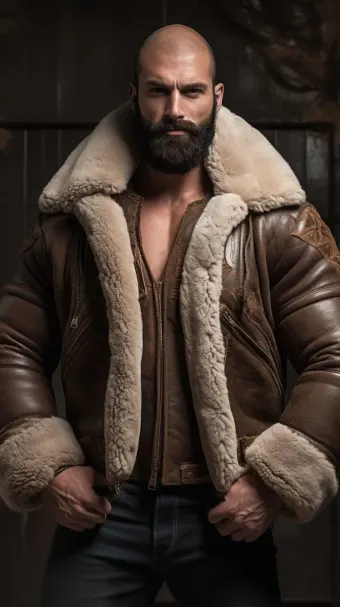 Blouson bombardier B-3 en cuir et mouton retourné — planche 67