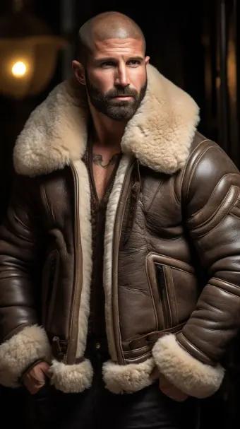 Blouson bombardier B-3 en cuir et mouton retourné — planche 86