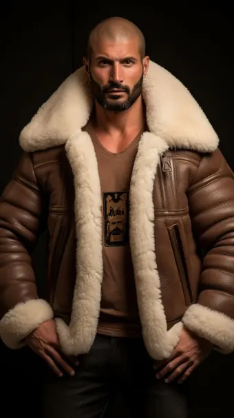 Blouson bombardier B-3 en cuir et mouton retourné — planche 98