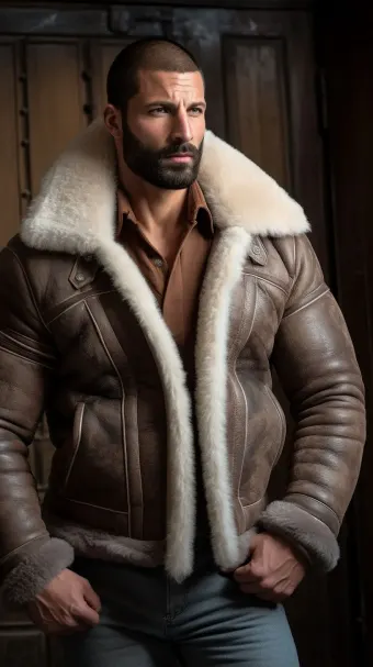 Blouson bombardier B-3 en cuir et mouton retourné — planche 121