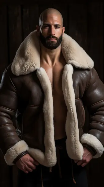 Blouson bombardier B-3 en cuir et mouton retourné — planche 135