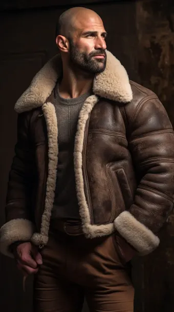 Blouson bombardier B-3 en cuir et mouton retourné — planche 226