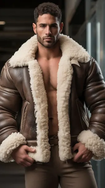 Blouson bombardier B-3 en cuir et mouton retourné — planche 249