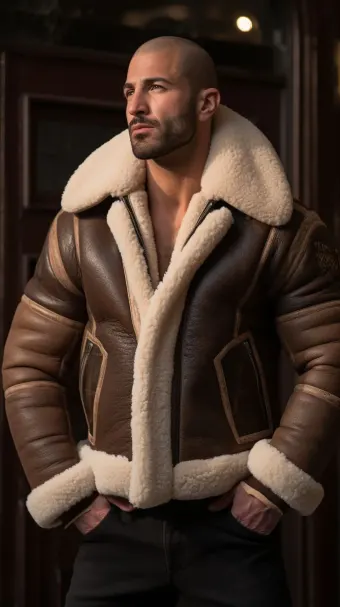 Blouson bombardier B-3 en cuir et mouton retourné — planche 310