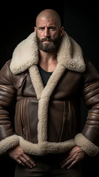Blouson bombardier B-3 en cuir et mouton retourné — planche 530