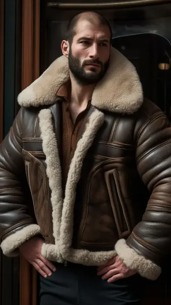 Blouson bombardier B-3 en cuir et mouton retourné — planche 545