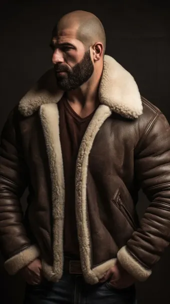Blouson bombardier B-3 en cuir et mouton retourné — planche 629