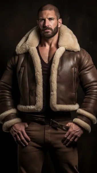Blouson bombardier B-3 en cuir et mouton retourné — planche 661