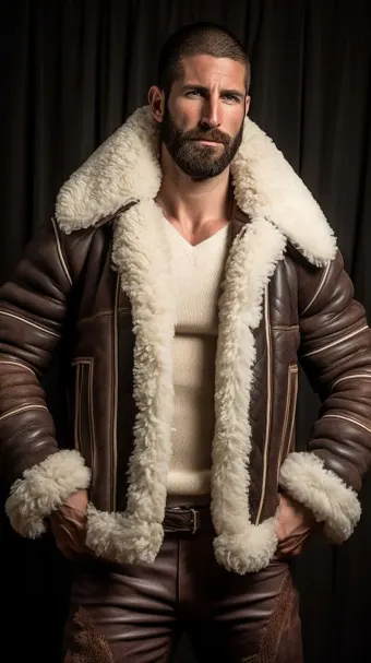 Blouson bombardier B-3 en cuir et mouton retourné — planche 666