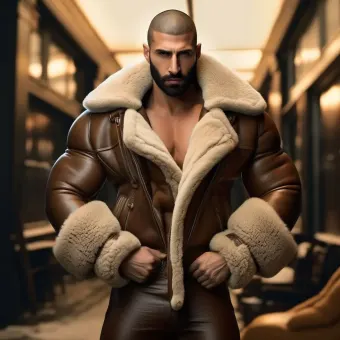 Look masculin abouti en blouson aviateur cuir et shearling — planche 182