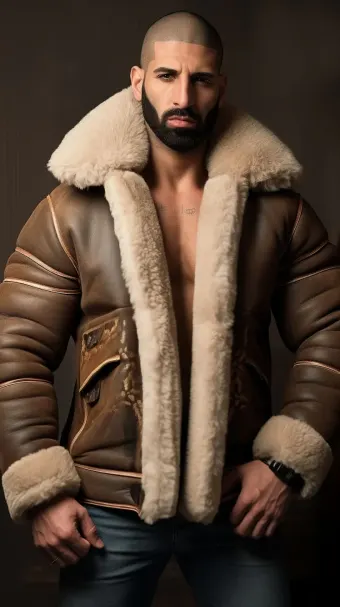 Homme d'origine maghrébine en blouson aviateur cuir et mouton — planche 33