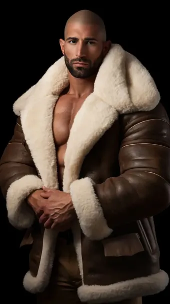 Silhouette masculine en blouson aviateur cuir et mouton retourné — planche 532