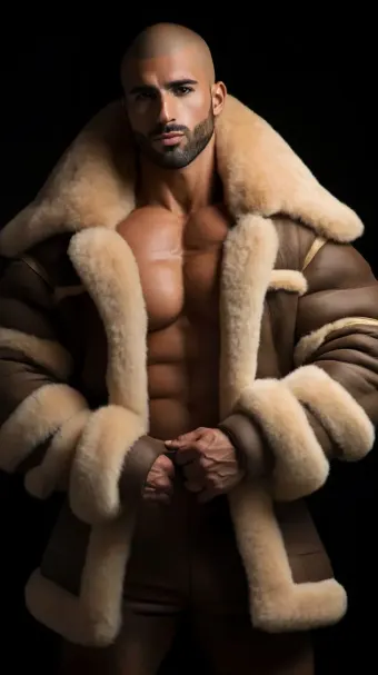 Silhouette masculine en blouson aviateur cuir et mouton retourné — planche 544