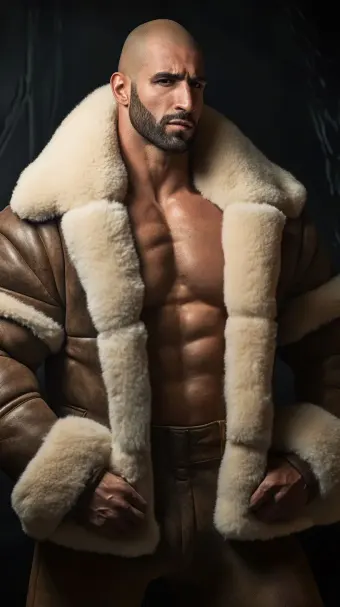 Silhouette masculine en blouson aviateur cuir et mouton retourné — planche 643