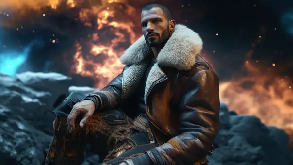 Silhouette de superhéros en blouson aviateur cuir et shearling — planche 57