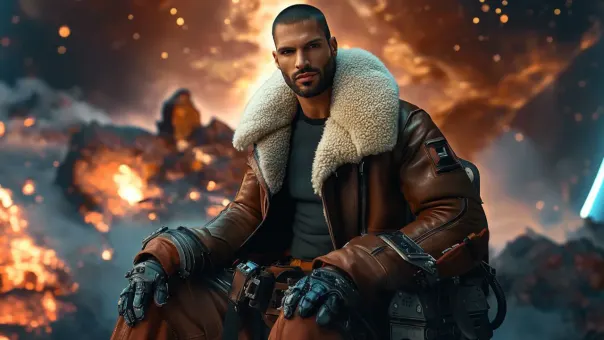Silhouette de superhéros en blouson aviateur cuir et shearling — planche 62