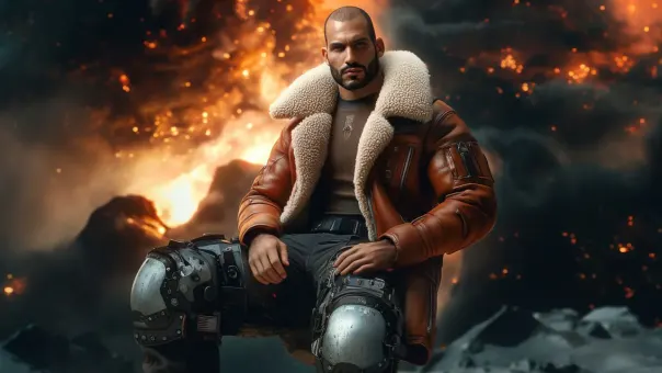Silhouette de superhéros en blouson aviateur cuir et shearling — planche 63
