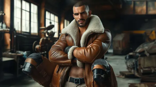 Silhouette de superhéros en blouson aviateur cuir et shearling — planche 65