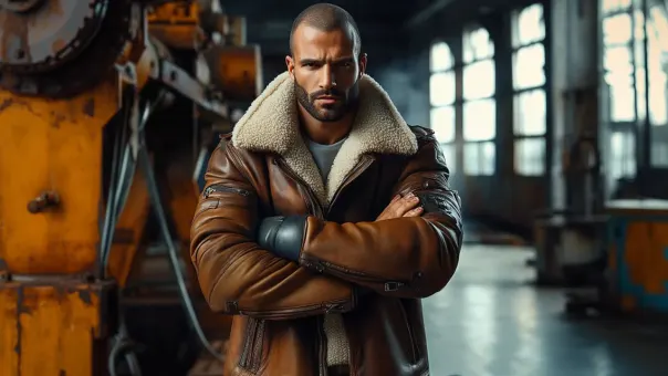 Silhouette de superhéros en blouson aviateur cuir et shearling — planche 67