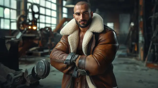 Silhouette de superhéros en blouson aviateur cuir et shearling — planche 70