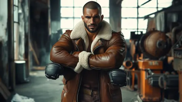 Silhouette de superhéros en blouson aviateur cuir et shearling — planche 71