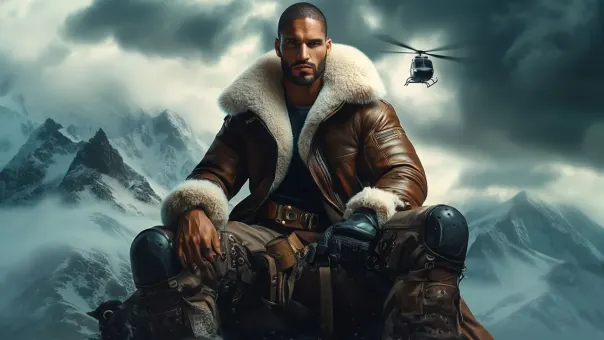 Silhouette de superhéros en blouson aviateur cuir et shearling — planche 74