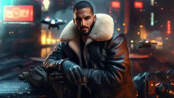 Silhouette de superhéros en blouson aviateur cuir et shearling — planche 93